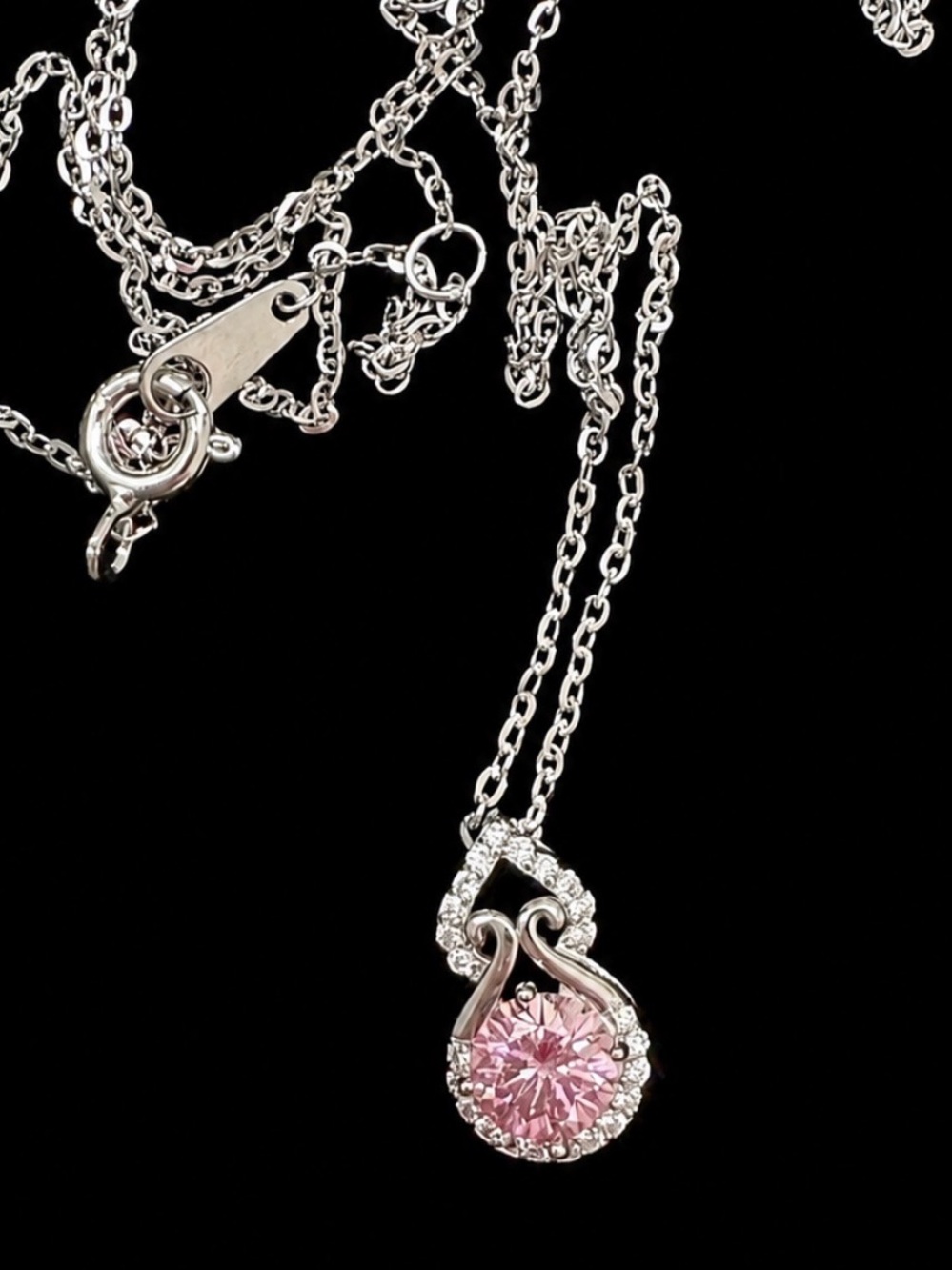 Pink Moissanite Pendant Necklace 925 Sterling Silver GRA Certified New